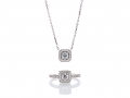 Millgrain Diamond ｓurround Petit necklace ＆ Millgrain Diamond ｓurround Ring